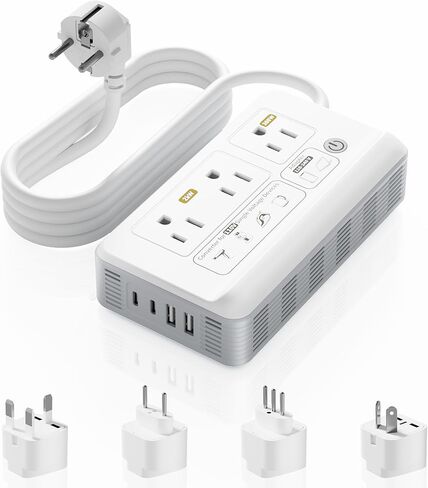 Universal Travel Adapter, International Travel Plug Adapter with 2 USB-C ＆ 2 USB-A Ports, All in One Portable Adaptor, for USA, UK, EU, AU ＆ 160+ Countries in Kuwait
