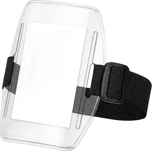 Sherr 100 Pcs Arm Badge Armband Visibility PVC ID Card Holder with Adjustable Strap Fastener Armband Pass Clear Display Name Tag Holder for Work Ski Postcard Pass Universal Size(Black) in Kuwait