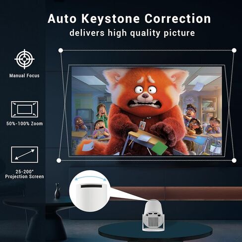 【Netflix-Licensed & Auto Focus/Keystone】Smart Projector with Wifi and Bluetooth, Native 1080P 4K Support Outdoor Movie Projector, Home Ceiling Portable Mini Projector with Stand TV Cast in Kuwait