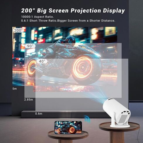 【Netflix-Licensed & Auto Focus/Keystone】Smart Projector with Wifi and Bluetooth, Native 1080P 4K Support Outdoor Movie Projector, Home Ceiling Portable Mini Projector with Stand TV Cast in Kuwait