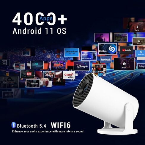 【Netflix-Licensed & Auto Focus/Keystone】Smart Projector with Wifi and Bluetooth, Native 1080P 4K Support Outdoor Movie Projector, Home Ceiling Portable Mini Projector with Stand TV Cast in Kuwait