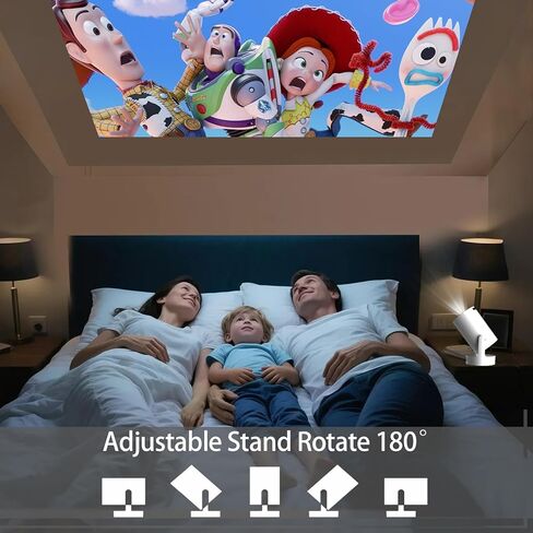 【Netflix-Licensed & Auto Focus/Keystone】Smart Projector with Wifi and Bluetooth, Native 1080P 4K Support Outdoor Movie Projector, Home Ceiling Portable Mini Projector with Stand TV Cast in Kuwait