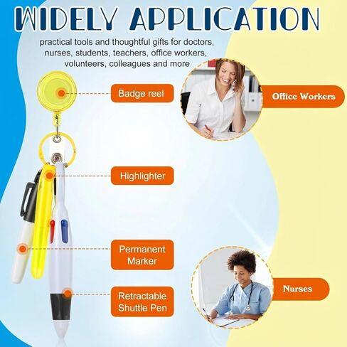 Leinuosen 60 PCS PER PEN مجموعة قلم مكوك صغير للمرضى ، بما في ذلك أقلام المكوك القابلة للسحب ، و Mini Highlighters ، وقلم علامة دائمة ، ومقطع شارة والمزيد in Kuwait
