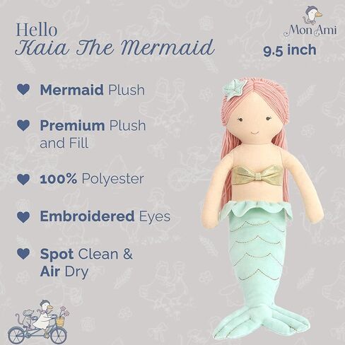 Mon Ami Kaia دمية Mermaid - 14 "، هدايا حورية البحر الفخمة للفتيات ، استخدم ديكور غرفة الحضانة للأطفال من جميع الأعمار in Kuwait