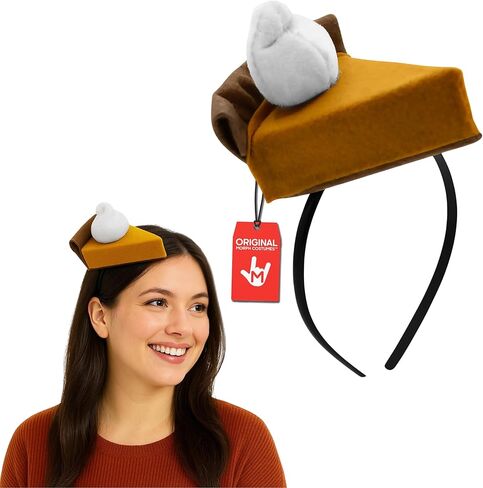 Adult Mini Pumpkin Pie Food Headband Thanksgiving Dessert Hat Costume Accessory in Kuwait