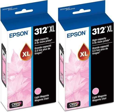 EPSON 312 Claria Photo HD Ink High Capacity Light Magenta Cartridge (T312XL620-S) Works with Expression Photo XP-8500, XP-8600, XP-8700, XP-15000 in Kuwait