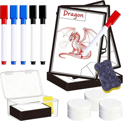 50Pcs Reusable Dry Erase MTG Tokens Cards for Magic The Gathering Games Accessories with 5 Dry Erase Markers and 1 Eraser in Saudi Arabia