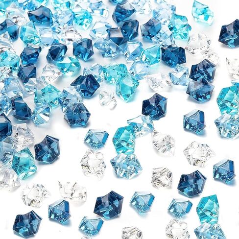 DomeStar 1050PCS Mixed Blue Fake Ice, Acrylic Crushed Ice Rocks Fake Gems Aquarium Rocks for Fish Tank Vase Fillers Table Scatter Wedding Decor Props Display in Kuwait