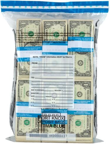 BankSupplies Ultima Blue Clear Deposit Bags | 10W x 14H | Pack of 100 | Transit, Transfer, Valuables | Tamper Evident Tape | Captive Flap Closure | Security Deposit Bag in Kuwait