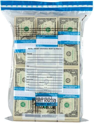 BankSupplies Ultima Blue Clear Deposit Bags | 10W x 14H | Pack of 100 | Transit, Transfer, Valuables | Tamper Evident Tape | Captive Flap Closure | Security Deposit Bag in Kuwait