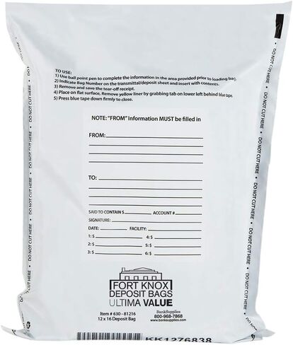 BankSupplies Ultima Blue Clear Deposit Bags | 10W x 14H | Pack of 100 | Transit, Transfer, Valuables | Tamper Evident Tape | Captive Flap Closure | Security Deposit Bag in Kuwait