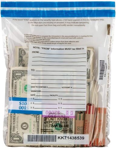 BankSupplies Ultima Blue Clear Deposit Bags | 10W x 14H | Pack of 100 | Transit, Transfer, Valuables | Tamper Evident Tape | Captive Flap Closure | Security Deposit Bag in Kuwait