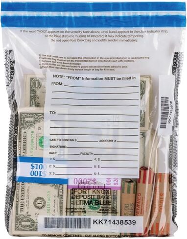 BankSupplies Ultima Blue Clear Deposit Bags | 10W x 14H | Pack of 100 | Transit, Transfer, Valuables | Tamper Evident Tape | Captive Flap Closure | Security Deposit Bag in Kuwait