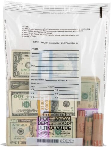 BankSupplies Ultima Blue Clear Deposit Bags | 10W x 14H | Pack of 100 | Transit, Transfer, Valuables | Tamper Evident Tape | Captive Flap Closure | Security Deposit Bag in Kuwait