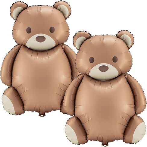 12 Pcs 21x35'' Big Brown Bear Balloons Matte Cartoon Bear Foil Birthday Balloons for Home Decor Jungle Animal Farm Safari Zoo Woodland Themed Party Baby Shower Decoration Supplies in Kuwait