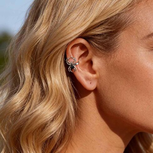 Andelaisi الشرير العنكبوت كليب الكفة الأقراط الفضة الأذن الكفة الغضروف الأقراط القوطية العنكبوت التفاف هوب الأقراط لا ثقب كليب أقراط مجوهرات للنساء والفتيات in Kuwait