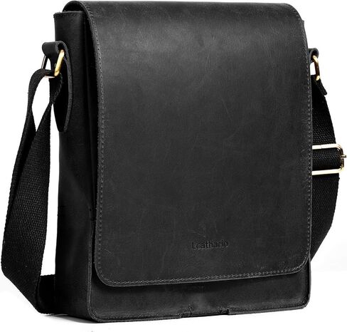 Leathario Men's Crossbody Bag Leather Shoulder Bag For Men Small Messenger Brown in Kuwait