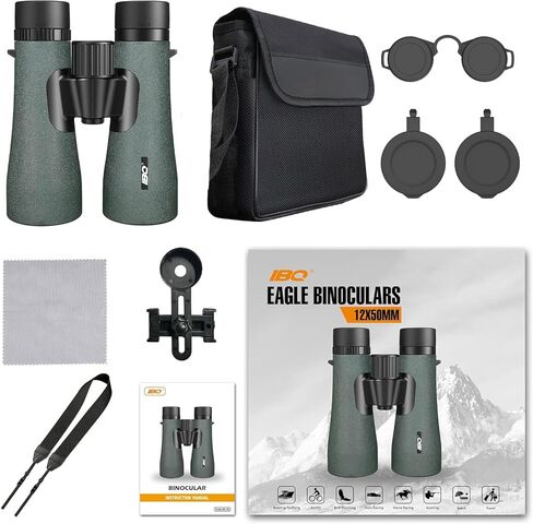 12x50 UHD Binoculars for Adults High Powered with Upgraded Phone Adapter - Large View, Lightweight, IPX7 Waterproof - Binoculars for Hunting Bird Watching Travel Cruise in Kuwait