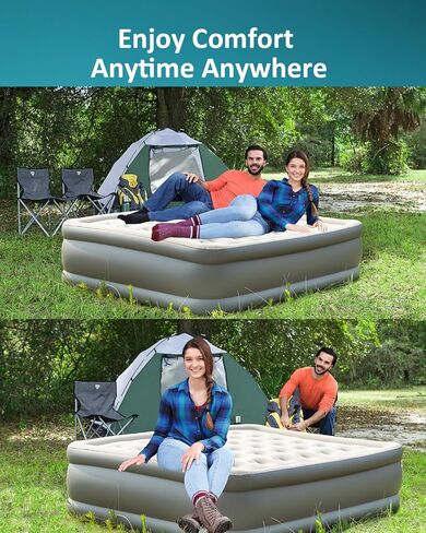 ALPHA CAMP 19" Twin Air Mattress with Built in Pump and Pillow, Blow up Mattress in 2 Mins Self-Inflation/Deflation with Soft Plush Top, Foldable Inflatable Mattress, Air Bed for Camping, Home Guest in Saudi Arabia
