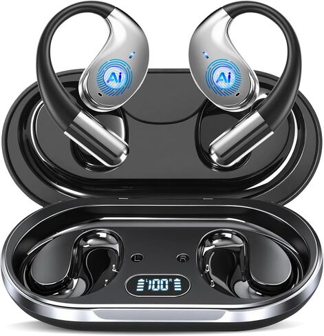 Wireless Earbuds Bluetooth Headphones 5.3 HiFi Stereo Earphones,Touch Control with LED Charging Case, IPX7 Waterproof, Deep Bass Sports Ear Buds with Built-in Mic Bone Conduction for Running in Kuwait