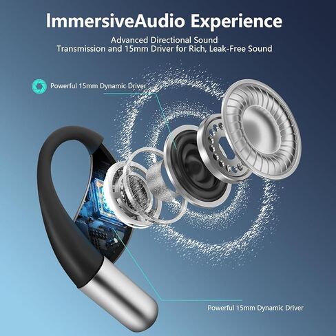 Wireless Earbuds Bluetooth Headphones 5.3 HiFi Stereo Earphones,Touch Control with LED Charging Case, IPX7 Waterproof, Deep Bass Sports Ear Buds with Built-in Mic Bone Conduction for Running in Kuwait