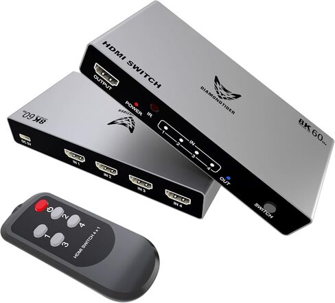 HDMI Switch 7 in 1 Out 4K@60Hz,7 Ports HDMI Splitter with Remote,HDMI Selector Switcher Box Hub HDR HDCP 3D, Aluminum Premium Quality Compatible with PS5/4 Xbox Apple TV in Saudi Arabia