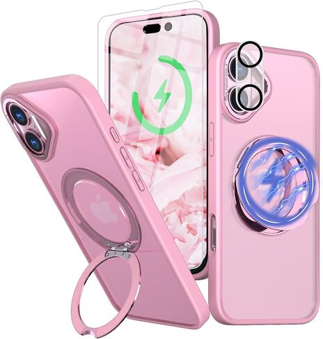 for iPhone 16 Pro Max Case with Screen Protector & Lens Protector [15 FT Military Drop Protection] Magnetic Kickstand Compatible with MagSafe Slim Translucent Case (Deep Purple) in Kuwait