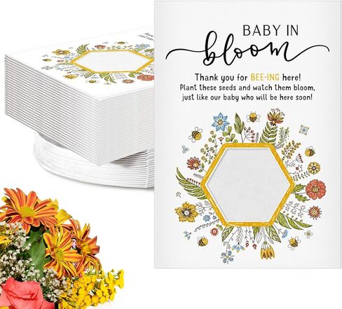 Fumete 25 Pack Wildflower Themed Baby Shower Party Favor Baby in Bloom Packet Kraft Bags with Window Envelopes Resealable Organizer Storage Bag for Gender Reveal Party in Saudi Arabia