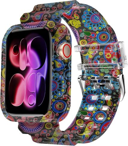 DABAOZA Compatible for Clear Apple Watch Band 41mm 40mm 38mm 46mm 45mm 44m 42mm 49mm with Case, Women Glitter Bling Sport Strap for iWatch Band Series 10 9 8 7 6/SE 5 4 3 2 1 Ultra 2/1 in Kuwait