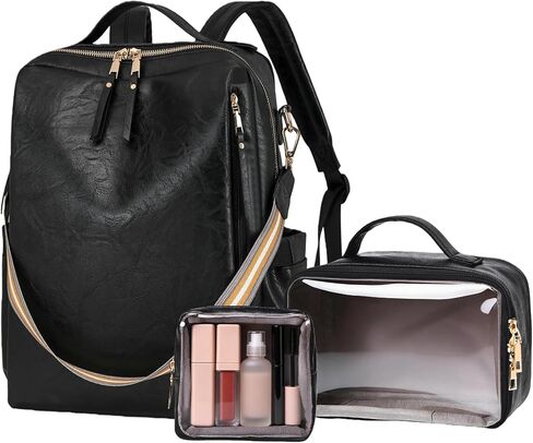 Dora & Liz Laptop Backpack for Women, Leather Travel Backpack with 15.6 Inch Laptop Compartment, College Work Computer Bag in Kuwait