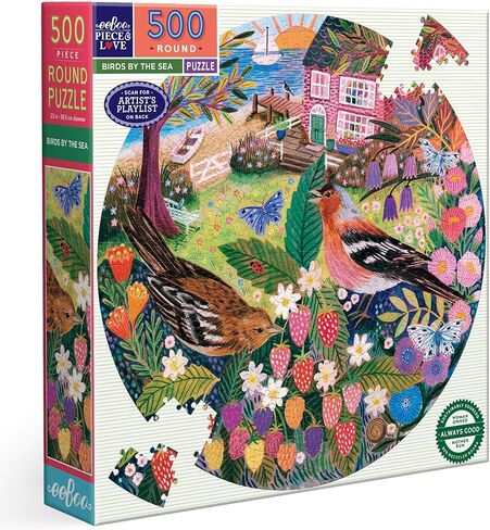eeBoo: Piece and Love Hummingbirds 500 Piece Round Circle Jigsaw Puzzle, Puzzle for Adults and Families, Glossy, Sturdy Pieces and Minimal Puzzle Dust in Saudi Arabia