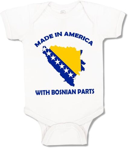 Baby Bodysuit Made in America with Bosnian Parts Cotton Boy & Girl Clothes White in Saudi Arabia
