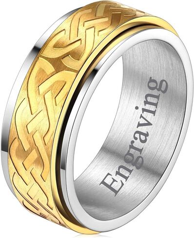 FaithHeart Celtic Knot Band Rings for Men Women, Stainless Steel/18K Gold Plated Viking Wedding Bands with Delicate Gift Packaging in Kuwait