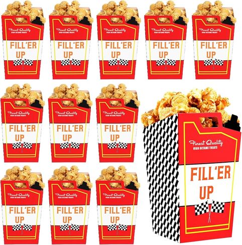 Outus 24 Pieces Race Car Fuel Can Popcorn Treat Boxes Racing Birthday Party Supplies Candy Cookie Container For Baby Shower, Bridal Shower, Race Car Theme Party Favors Decoration in Saudi Arabia