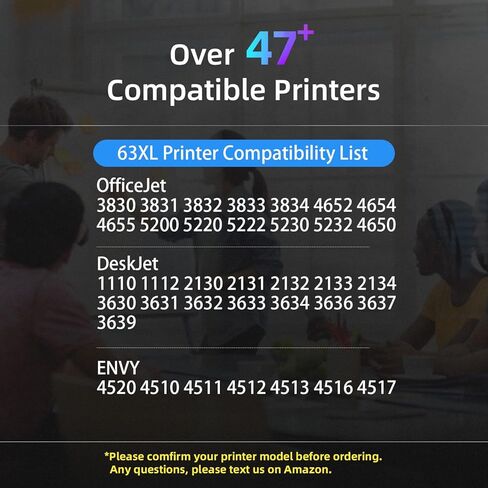 إعادة تصنيع 63XL استبدال خرطوشة الحبر الأسود لـ HP 63 63XL لـ HP OfficeJet 3830 5255 5258 ENVY 4520 4512 4513 4516 Deskjet 1112 1110 3630 3632 3634 2130 2132 Printer (2 Black) in Kuwait