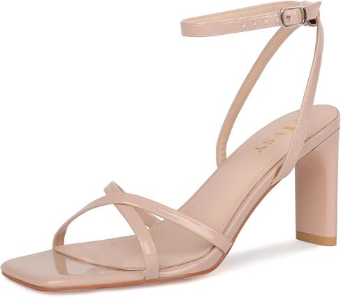 FIFSY Women's Sandals Ankle Strap High Heel Sexy Strappy Sandals Open Toe Heels 3 in Inch Square Toe Heeled Pumps Sandals for Women Black US6 in Saudi Arabia