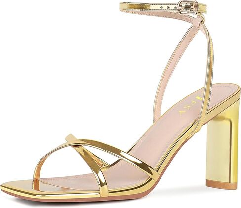 FIFSY Women's Sandals Ankle Strap High Heel Sexy Strappy Sandals Open Toe Heels 3 in Inch Square Toe Heeled Pumps Sandals for Women Black US6 in Saudi Arabia