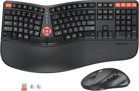 Meetion Meetion Orgonomic Keyboard و Mouse Wired ، لوحة مفاتيح Computer تقسيم الكمبيوتر مع راحة معصم مرسومة والماوس العمودي - لوحة المفاتيح لسطح مكتب الكمبيوتر المحمول ، لنظام التشغيل Windows/Mac Directormini in Kuwait