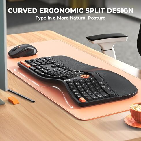 Meetion Meetion Orgonomic Keyboard و Mouse Wired ، لوحة مفاتيح Computer تقسيم الكمبيوتر مع راحة معصم مرسومة والماوس العمودي - لوحة المفاتيح لسطح مكتب الكمبيوتر المحمول ، لنظام التشغيل Windows/Mac Directormini in Kuwait