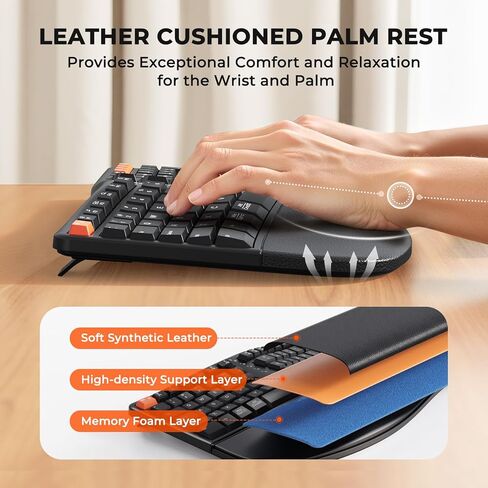 Meetion Meetion Orgonomic Keyboard و Mouse Wired ، لوحة مفاتيح Computer تقسيم الكمبيوتر مع راحة معصم مرسومة والماوس العمودي - لوحة المفاتيح لسطح مكتب الكمبيوتر المحمول ، لنظام التشغيل Windows/Mac Directormini in Kuwait