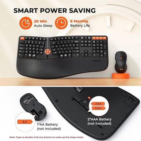 Meetion Meetion Orgonomic Keyboard و Mouse Wired ، لوحة مفاتيح Computer تقسيم الكمبيوتر مع راحة معصم مرسومة والماوس العمودي - لوحة المفاتيح لسطح مكتب الكمبيوتر المحمول ، لنظام التشغيل Windows/Mac Directormini in Kuwait