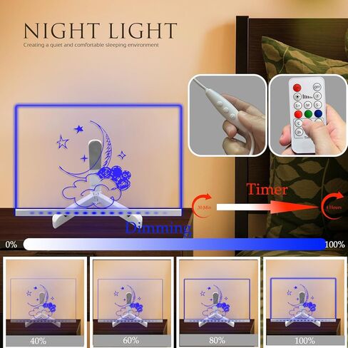 Acrylic Dry Erase Board with Light up Stand, 11.81" x 7.87" Clear White Board to do List memo Plan, led Note Board with 7 Colors Change,USB Powered,Remote Control (L) in Saudi Arabia