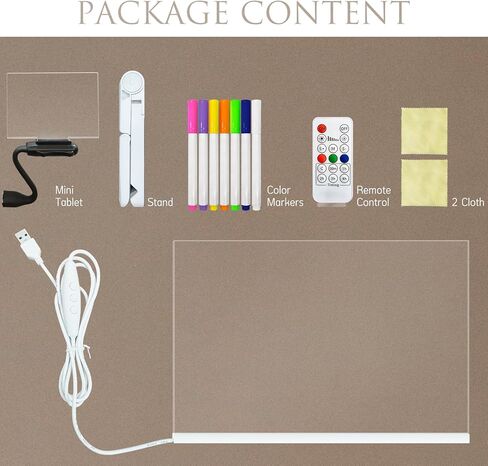 Acrylic Dry Erase Board with Light up Stand, 11.81" x 7.87" Clear White Board to do List memo Plan, led Note Board with 7 Colors Change,USB Powered,Remote Control (L) in Saudi Arabia