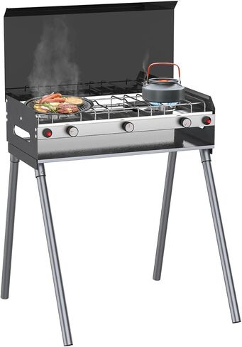 Camplux Camping Stove 20,400 BTU, 1 Grill & 2 Burners Propane Stove for Outdoor Cooking in Saudi Arabia