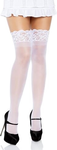 Leg Avenue Women's Sheer Spandex Thigh Highs with Stay-Up Silicone Lace Top in Kuwait
