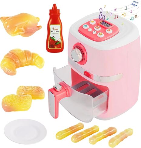 Toy Air Fryer for Kids, Color-Changing Kids Kitchen Playset Accessories,Pretend Play Food.Kids Kitchen Playset with Sound and Lighting, Cooking Games, Gifts for Boys and Girls 3+ Years Old in Kuwait