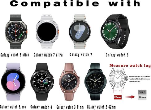 سوار ساعة من الجلد الطبيعي من Balerion Cuff، متوافق مع ساعة Samsung Galaxy Watch 5، Galaxy Watch 4، Galaxy watch3 41 مم، ساعة Galaxy 42 مم، Gear Sport وغيرها من الساعات القياسية بعرض شريط 20 مم in Kuwait