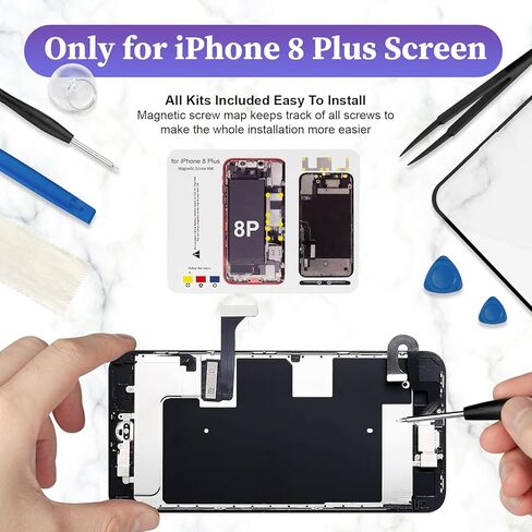 لـ iPhone 8 Plus Plus Replacement Kit A1864 A1897 A1898 مع زر القرب من مكبر صوت الأذن ، الكاميرا الأمامية 3D Touch LCD Displayer Black 5.5 Int in Kuwait