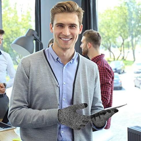 6 Pieces Winter Beanie Hat Scarf Touchscreen Gloves Neck Warm Knitted Fleece Lined for Men and Women in Saudi Arabia