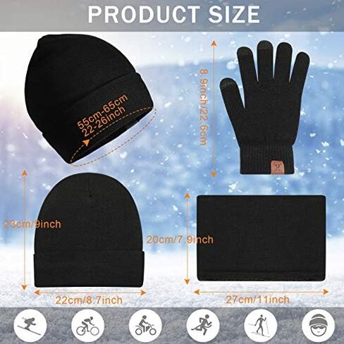 6 Pieces Winter Beanie Hat Scarf Touchscreen Gloves Neck Warm Knitted Fleece Lined for Men and Women in Saudi Arabia